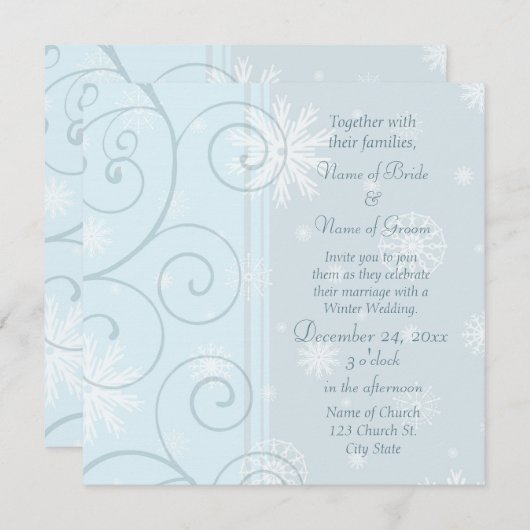 Blue Swirls Winter Weddenschap Kaarten (Voorkant / Achterkant)