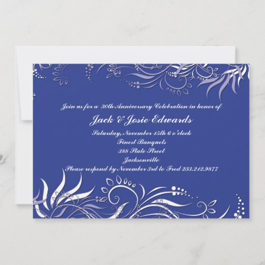 Blue Swirly Jubileum Invitation Kaart (Voorkant)