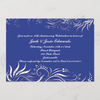 Blue Swirly Jubileum Invitation Kaart