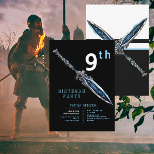Blue Sword 9th Boy Verjaardagsfeest Kaart