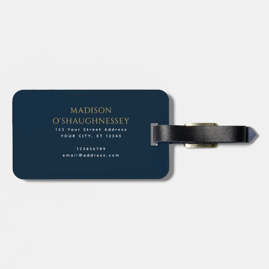 Blue Sword Shield middeleeuwse fantasie monogram Bagagelabel (Achterkant horizontaal)