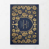 Blue Sword Shield middeleeuwse fantasie trouwfoto Drieluik Uitnodiging (Cover)