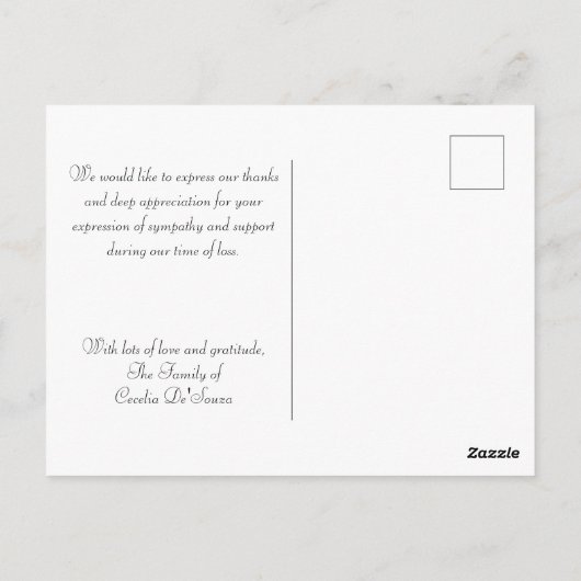 Blue Sympathie Funeral Elegant Simple Bedankt Briefkaart (Achterkant)