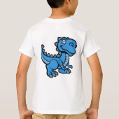 Blue T Rex Dinosaurus Gepersonaliseerde naam T-shirt (Achterkant)