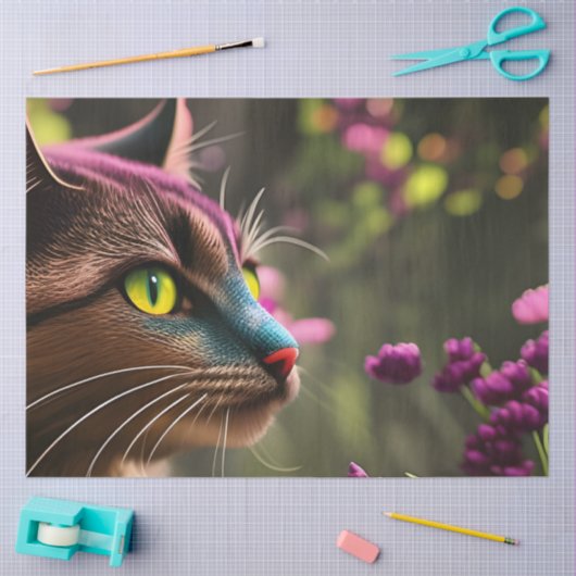 Blue Tabby calico cat, Fantasy Tissuepapier (Craft)