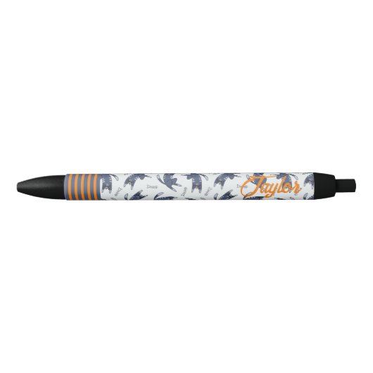 Blue Tabby kattenpatroon gepersonaliseerd Zwarte Inkt Pen (Voorkant)