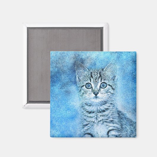 Blue Tabby Kitten | ABSTRACT | WATERVERF Magneet (Voorkant / Achterkant)