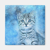Blue Tabby Kitten | ABSTRACT | WATERVERF Magneet (Voorkant)