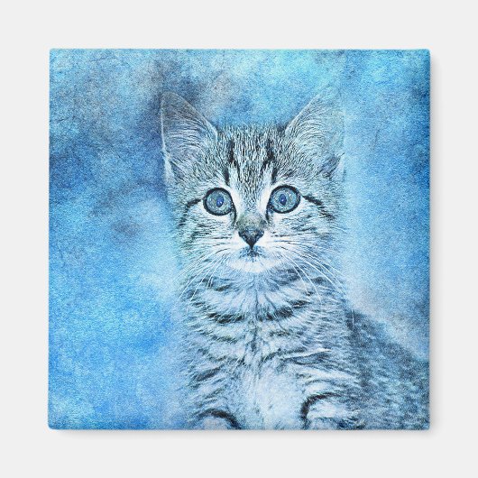 Blue Tabby Kitten | ABSTRACT | WATERVERF Magneet (Voorkant)