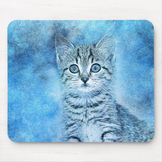 Blue Tabby Kitten | ABSTRACT | WATERVERF Muismat (Voorkant)