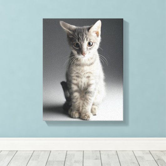 Blue Tabby Kitten Canvas Afdruk (Insitu (Houten vloer))