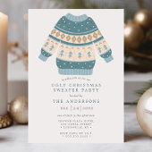 Blue Tacky Ugly kerstSweater Party Kaart