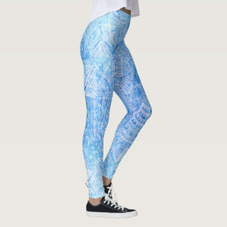 Blue Tahitian Tapa Print Leggings