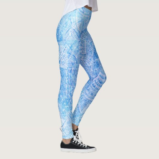 Blue Tahitian Tapa Print Leggings (Rechts)