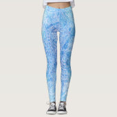Blue Tahitian Tapa Print Leggings (Voorkant)