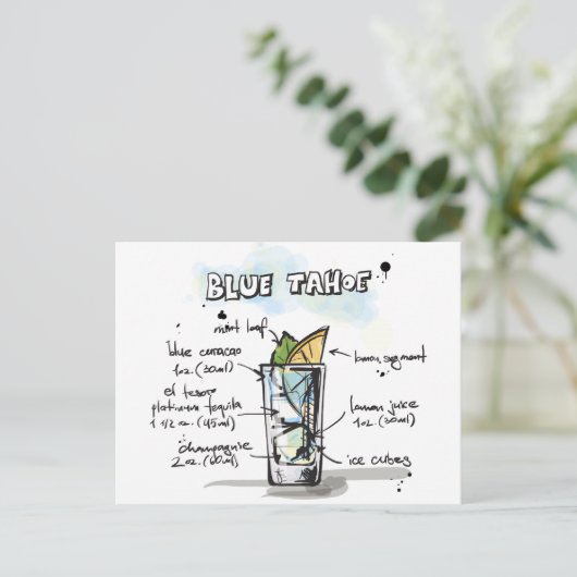 Blue Tahoe Drink Recipe Design Briefkaart (Staand voorkant)