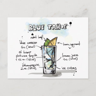 Blue Tahoe Drink Recipe Design Briefkaart
