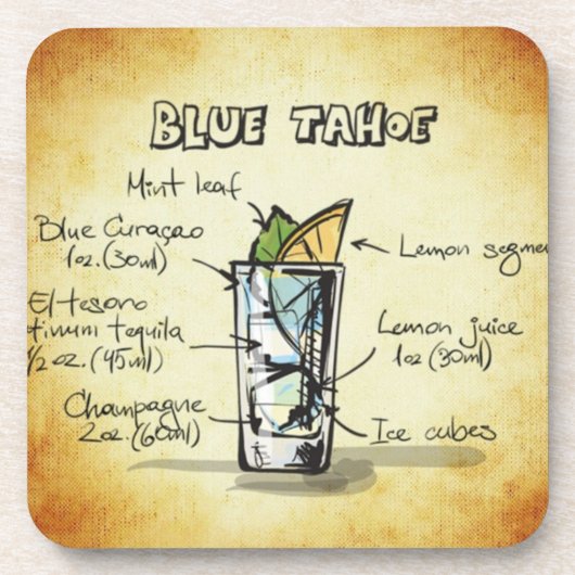 Blue Tahoe Drink Recipe Drankjes Onderzetter (Voorkant)