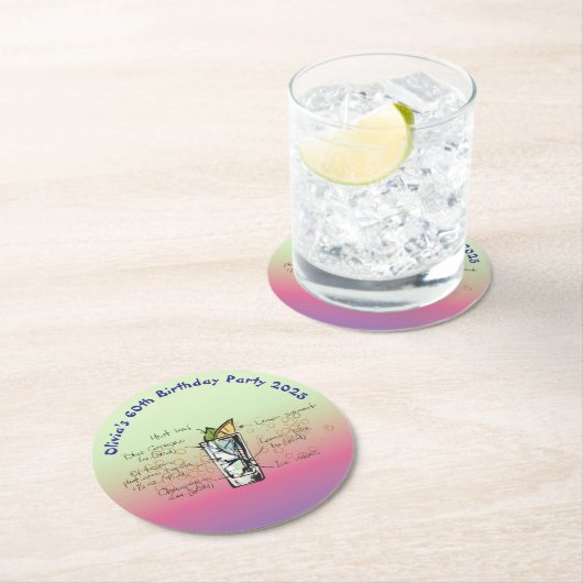 Blue Tahoe verjaardagsfeestje Ronde Kartonnen Onderzetter (Insitu)