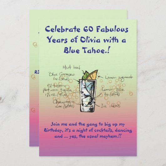 Blue Tahoe verjaardagsfeestje uitnodiging (Voorkant / Achterkant)