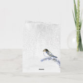 Blue Tail Bird on Icy Branch Merry Kerstmis Feestdagen Kaart (Achterkant)