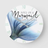 Blue Tail Soul of Mermaid Mouth of Sailor Gezegde Ronde Klok (Voorkant)