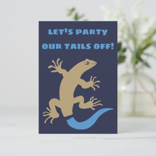 Blue Tailed Skink gepersonaliseerde feestuitnodigi Kaart (Staand voorkant)
