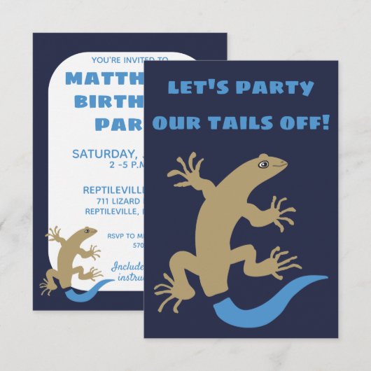 Blue Tailed Skink gepersonaliseerde feestuitnodigi Kaart (Voorkant / Achterkant)