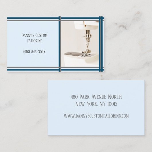 Blue Tailor naaimachine Visitekaartje (Voorkant / Achterkant)