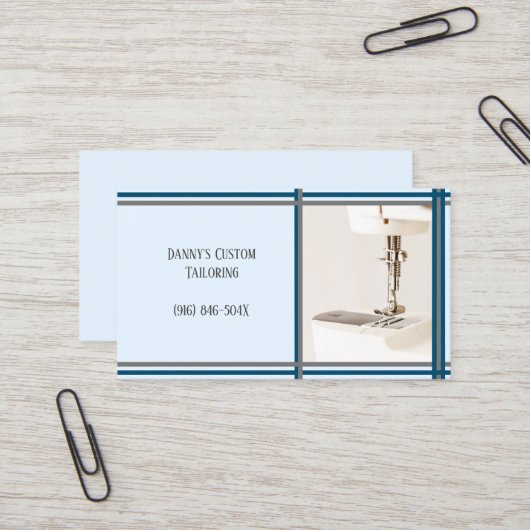 Blue Tailor naaimachine Visitekaartje (Voorkant / Achterkant in situ)