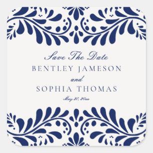 Blue Talaver Tegel Spaans Fiesta bruiloft envelop Vierkante Sticker