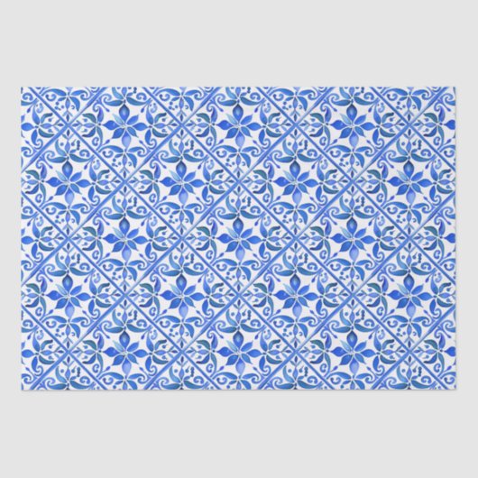 Blue Talavera Azul  Mexicaanse Spaanse tegels Tissuepapier (Voorkant)