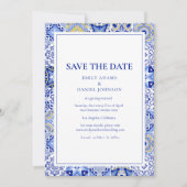 Blue Talavera Fiesta: Een Spaans-Mexicaanse bruilo Save The Date (Voorkant)