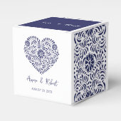 Blue Talavera hart Favor Box Bedankdoosjes (Voorkant Zijde)