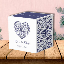 Blue Talavera hart Favor Box Bedankdoosjes