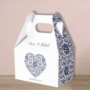Blue Talavera hart Favor Box Bedankdoosjes