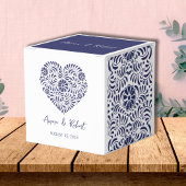 Blue Talavera hart Favor Box Bedankdoosjes