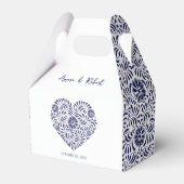 Blue Talavera hart Favor Box Bedankdoosjes (Voorkant Zijde)