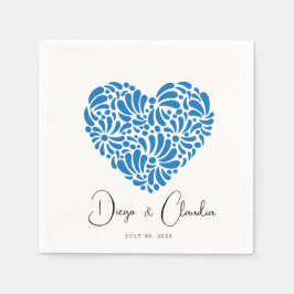 Blue Talavera Heart Wedding Napkins Servet