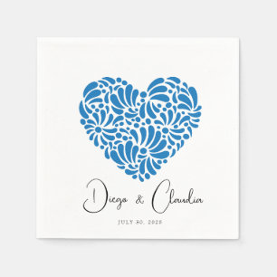 Blue Talavera Heart Wedding Napkins Servet