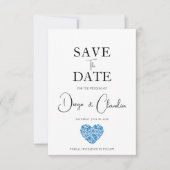 Blue Talavera Heart Wedding Save The Date (Voorkant)