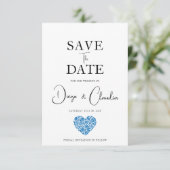 Blue Talavera Heart Wedding Save The Date (Staand voorkant)