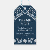 Blue Talavera Mexicaanse bruiloft Dank u Cadeaulabel (Voorkant)