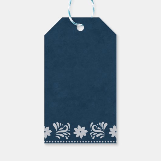 Blue Talavera Mexicaanse bruiloft Dank u Cadeaulabel (Achterkant)