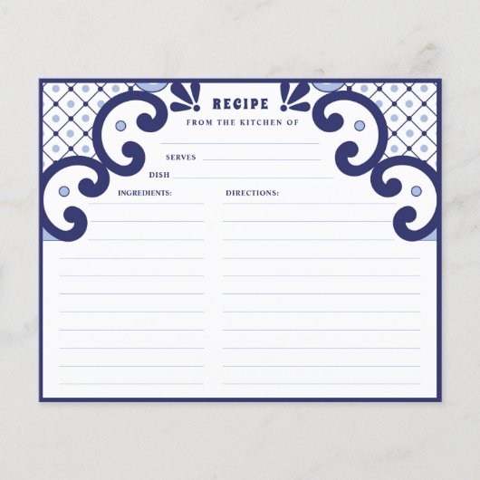 Blue Talavera Mexicaanse Tegel | Recipe Kaart (Voorkant)