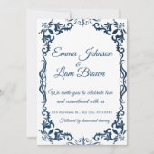 Blue Talavera Mexican Spanish Wedding Invitation Kaart (Voorkant)
