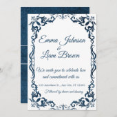 Blue Talavera Mexican Spanish Wedding Invitation Kaart (Voorkant / Achterkant)