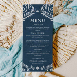 Blue Talavera Mexican Wedding Menu Kaart