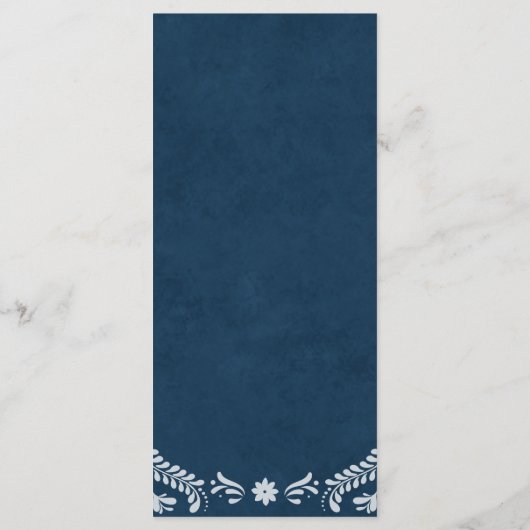 Blue Talavera Mexican Wedding Menu Kaart (Achterkant)