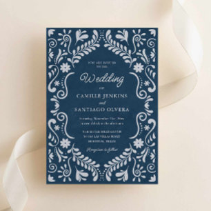 Blue Talavera Mexico Uitnodiging voor het Huwelijk